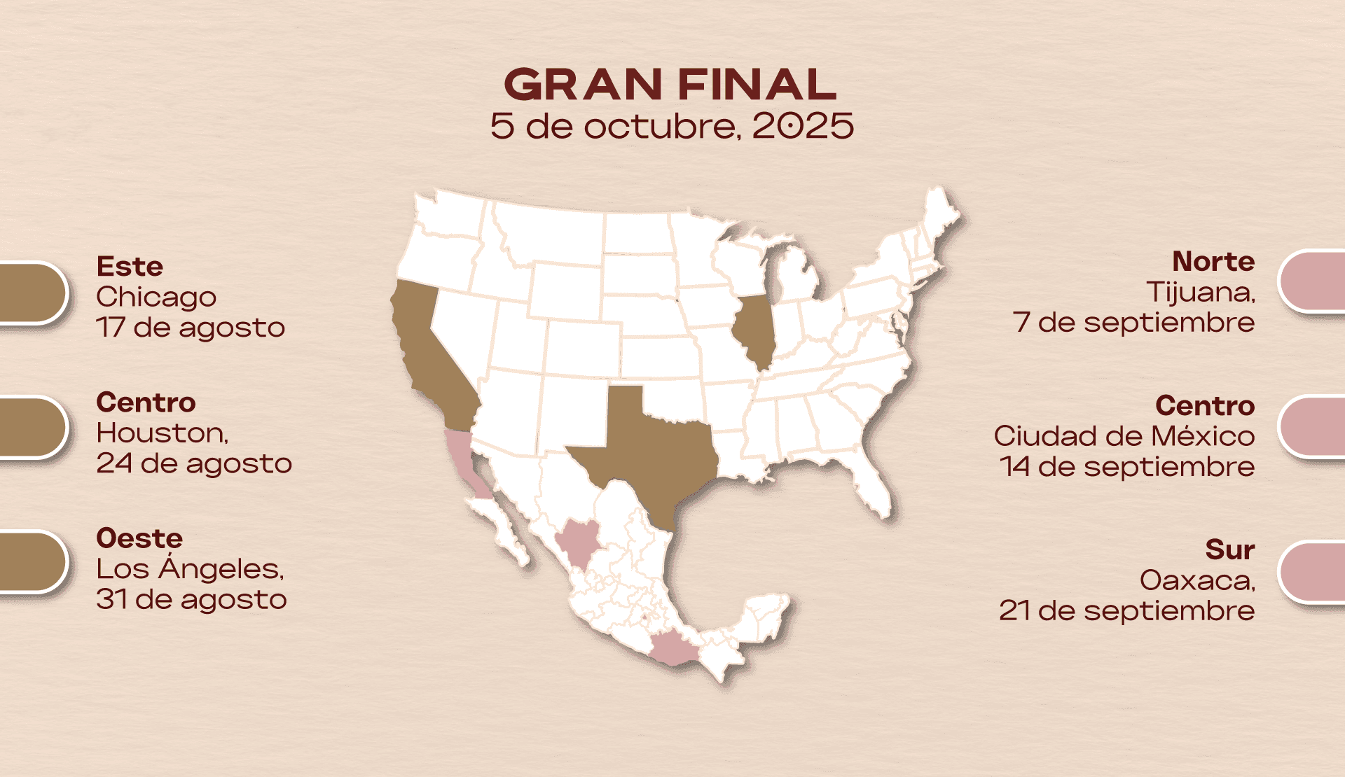 Mapa de las sedes del concurso