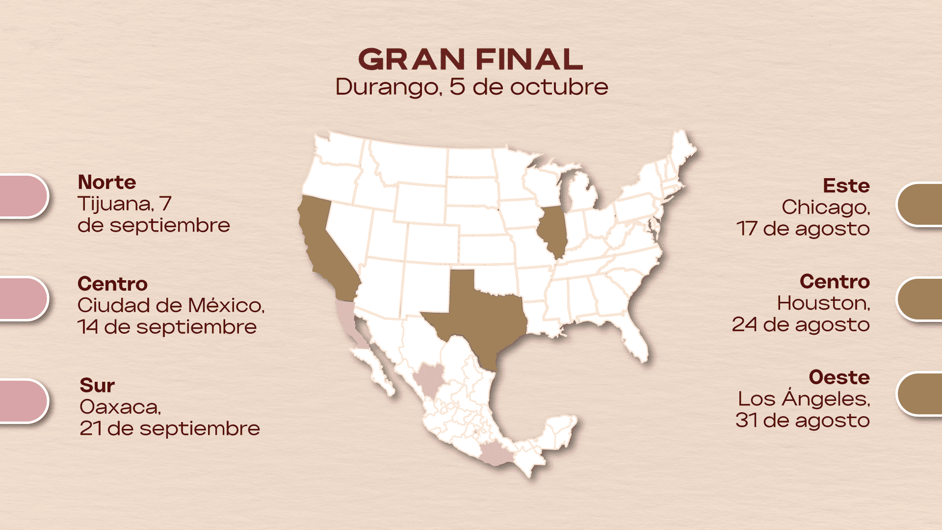 Mapa de las sedes del concurso